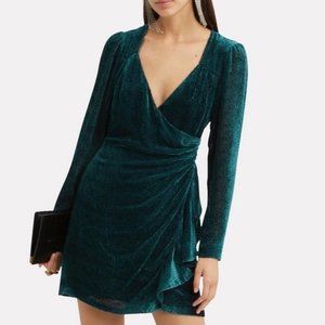 NWT Intermix crushed velvet faux wrap dress 0